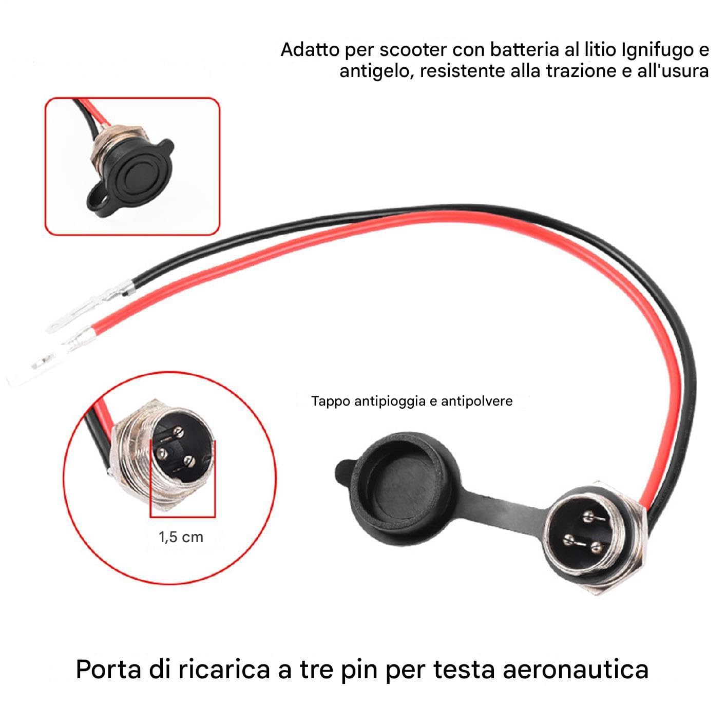 Porta di ricarica scooter presa legata adattatore sigillato a prova di polvere Tappo aviazione rotondo 3 pin per caricabatterie veicoli elettrici