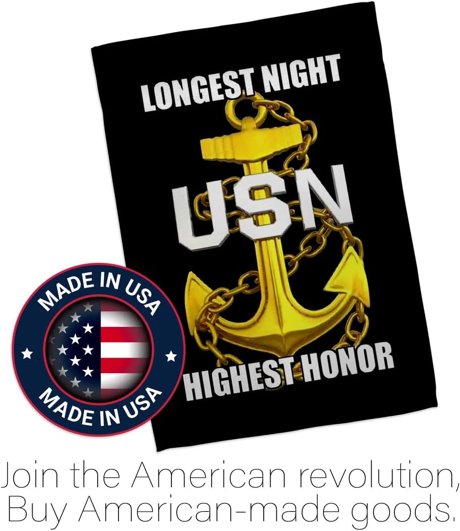 US Navy Chief Petty Officer Garden Flag - Set with Stand Armed Forces USN Seabee United State American Military Veteran Retire - House Banner Small Yard Gift Double-Sided Made In USA 13 X 18.5