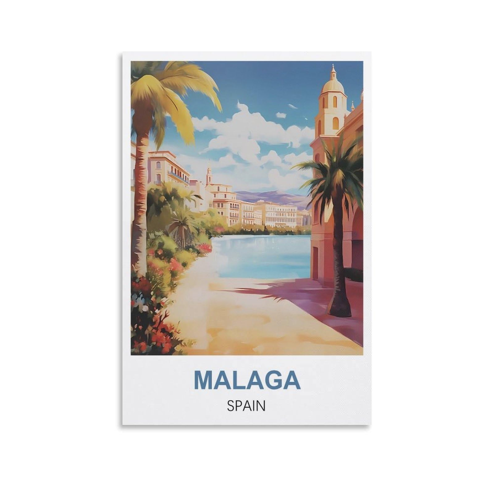 CYYHGEE Malaga Spain Vintage Travel Poster 20x30inch(50x75cm) Canvas Poster Wall Art Living Room Home Decor