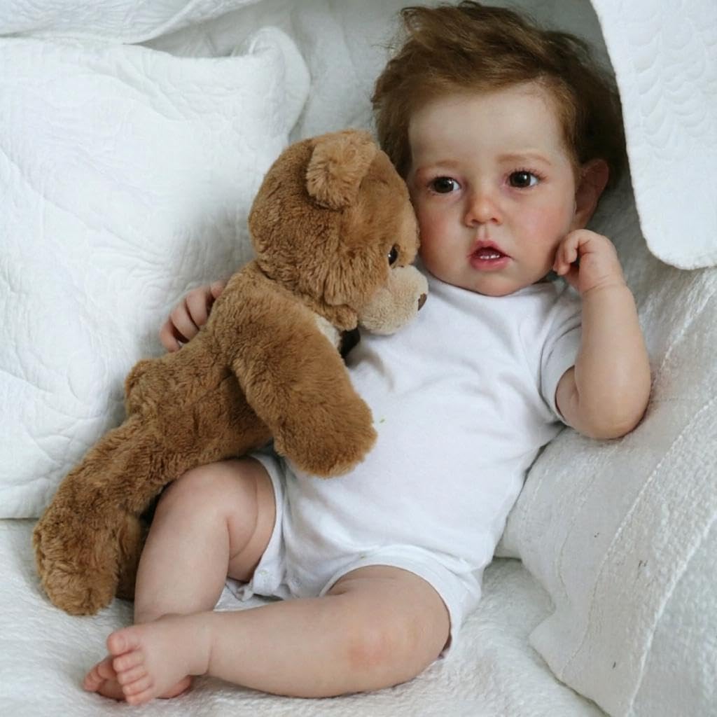 RXDOLL Realistyczne lalki Reborn Baby Dolls silikonowe na całe ciało, winylowe, chłopiec, prawdziwe życie Reborn maluch, realistyczna lalka noworodka, zabawka z zestawami do karmienia dla dzieci, na