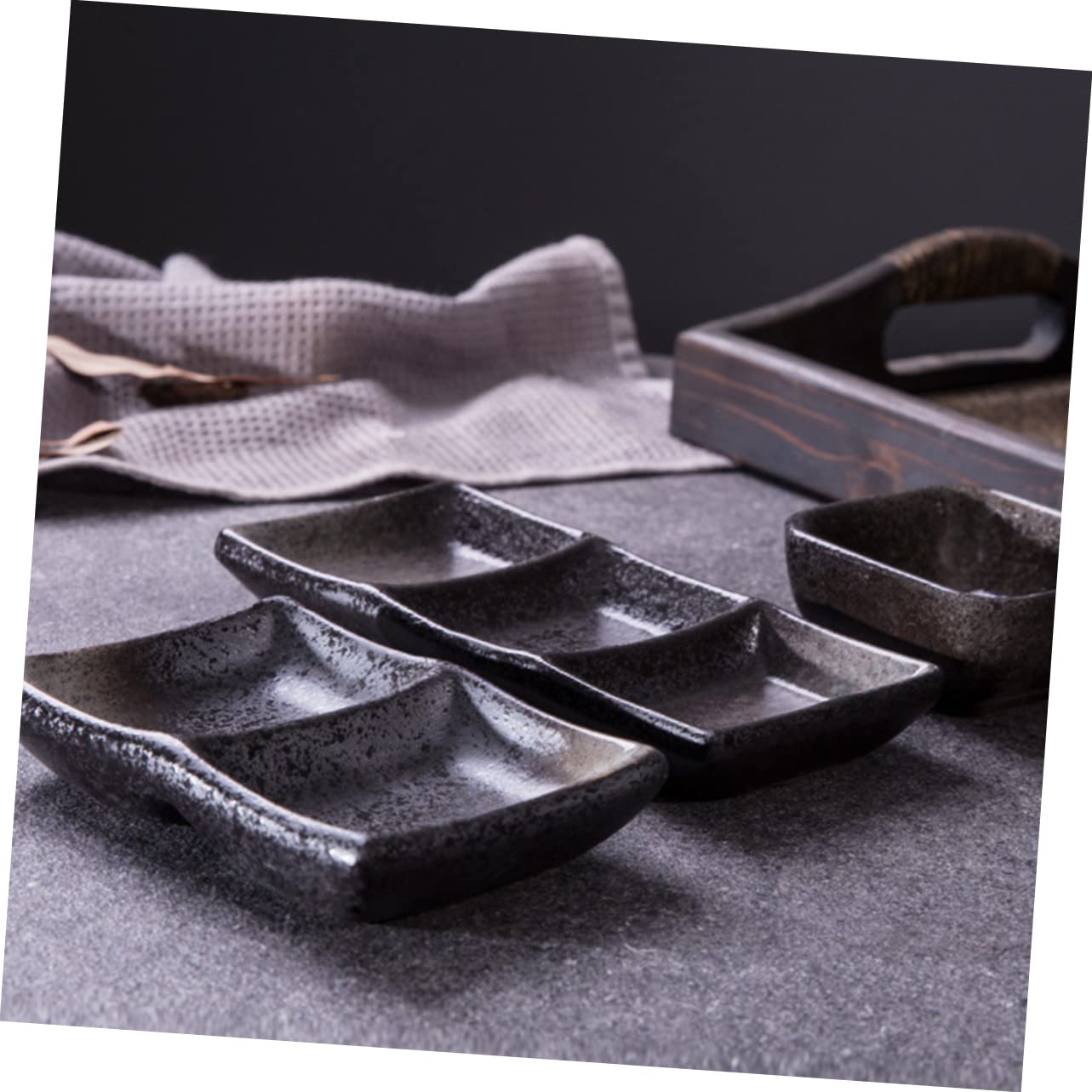 FUNOMOCYA 2pcs Square Ceramic Sauce Dishes Versatile Seasoning Bowls for Condiments Snacks and Appetizers for Home Restaurants and Catering Events Easy to Clean Design