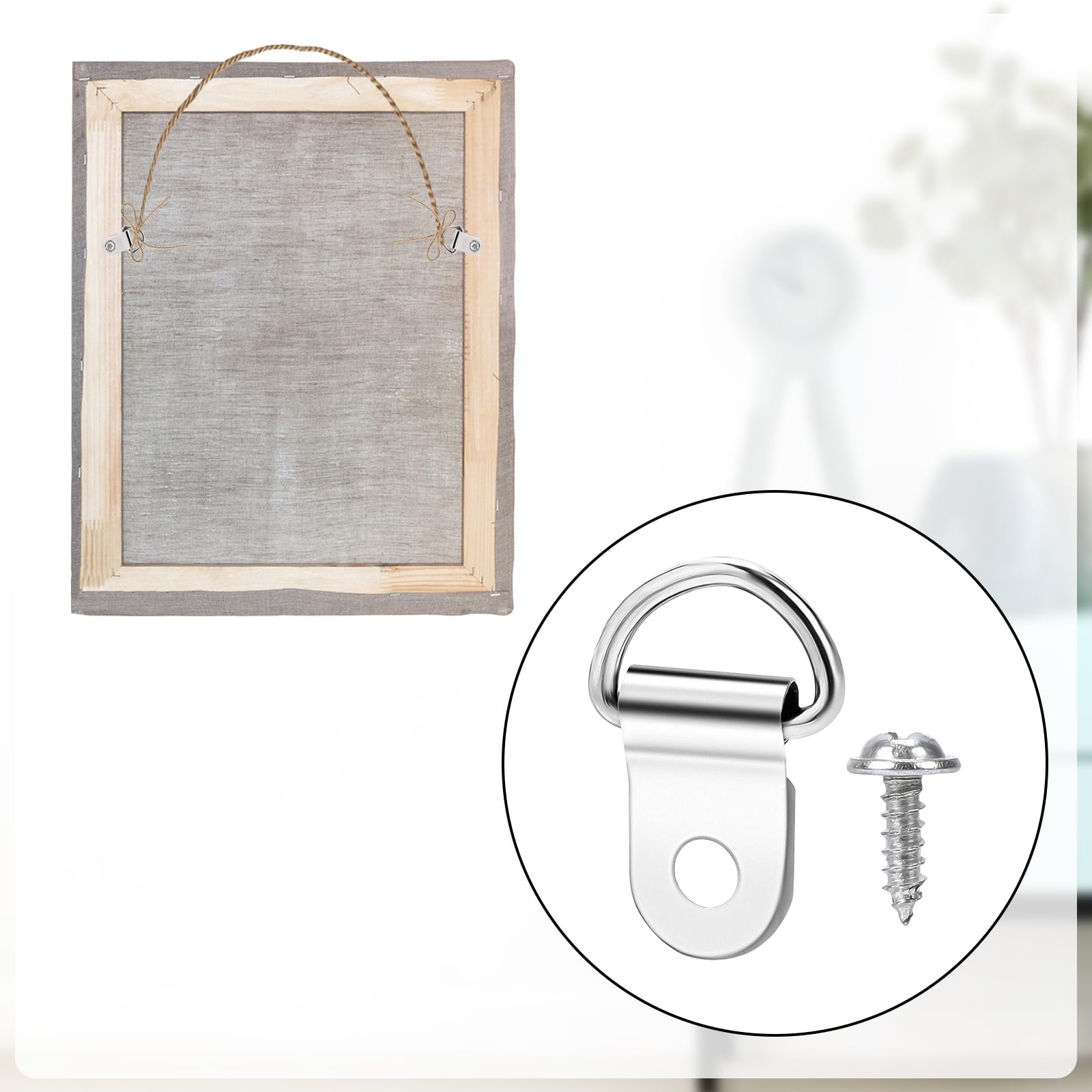 D-ring Fotohangers, 20 stuks, fotolijsten, haken met schroeven, D-ring, fotolijst, ophanghaken, set voor schilderijen, kruissteek, ophangen van horloges, kunstwerken, frame