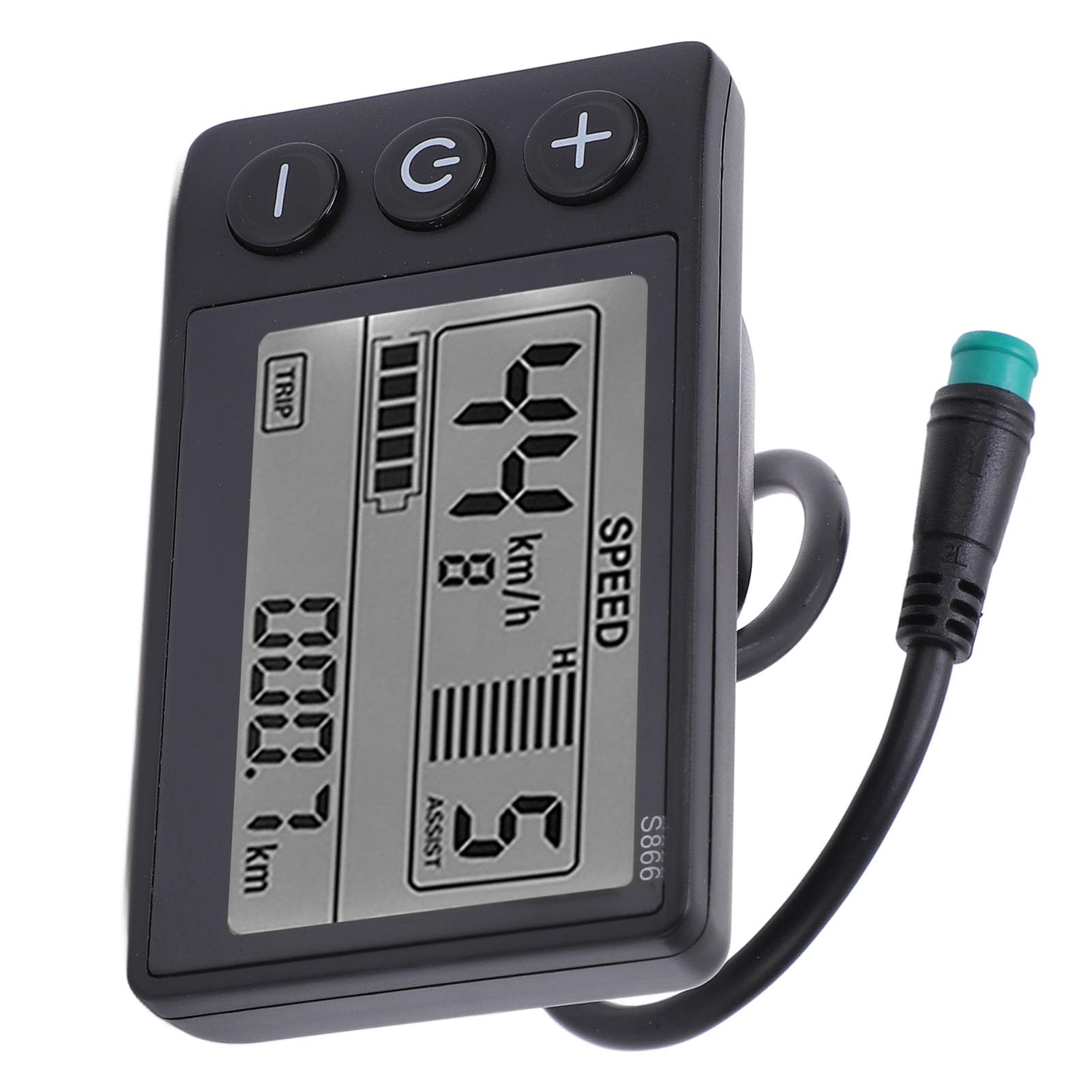Aramox S866 LCD Display Controller 7 Polig S866 Display Elektrofahrrad LCD-Display Digital Mess Fahrradbildschirm mit ABS-Material Wasserdicht IP65 für 24 V 36 V 48 Spannung, 5pin