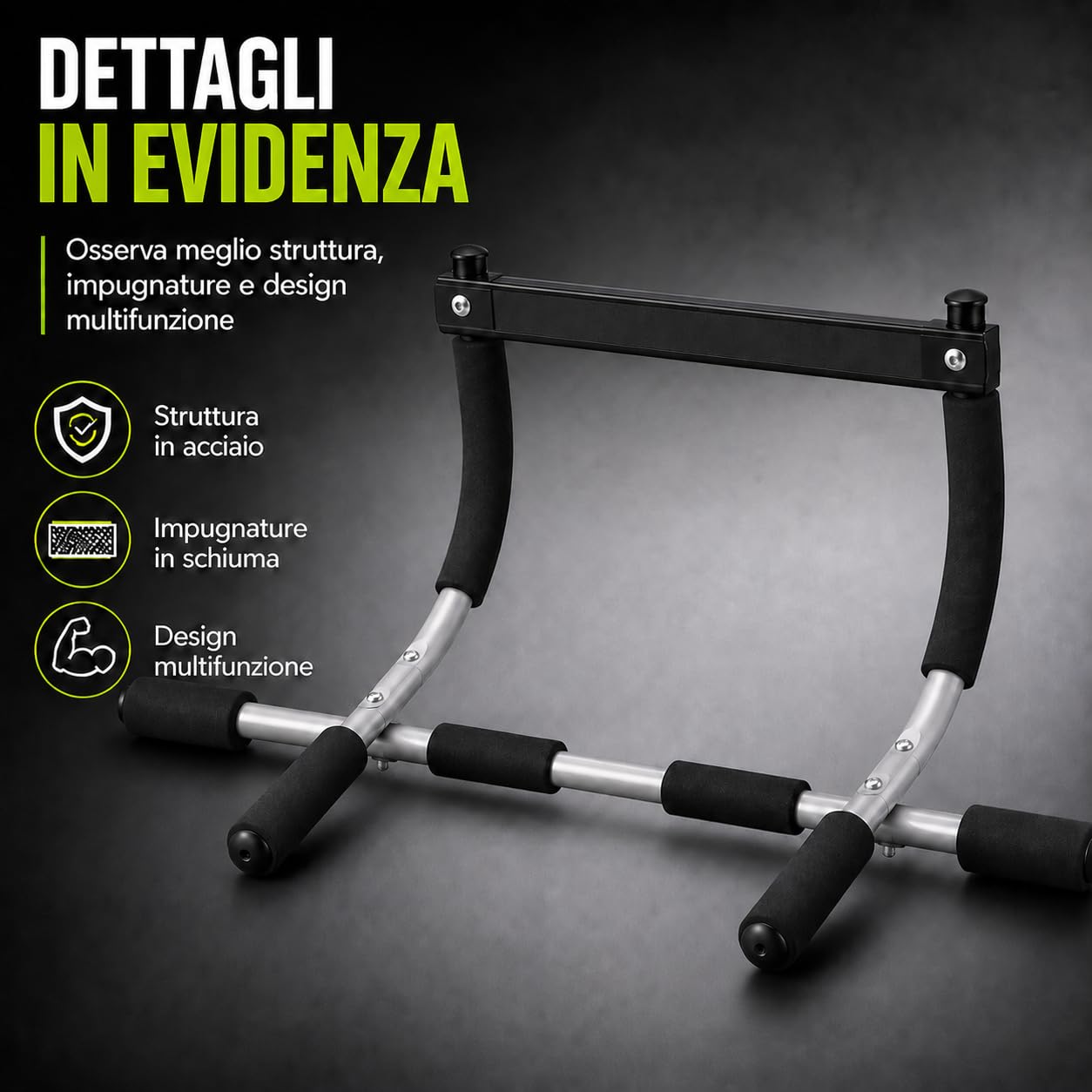 Barra per Trazioni da Porta, Sbarra Pull Up Multifunzione per Allenamento Casa, Attrezzo Fitness per Addominali, Schiena, Braccia e Allenamento Corpo
