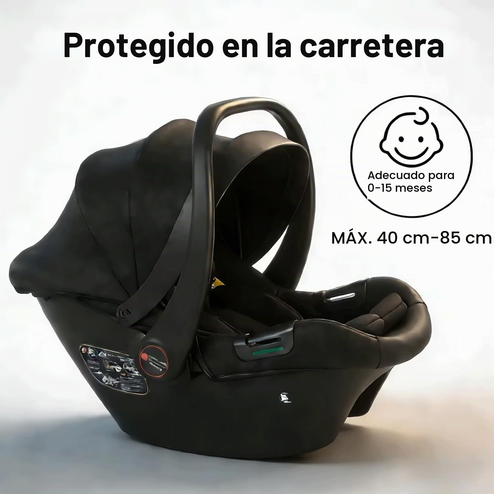 Silla coche bebe para bebés 40-85 cm i-Size puntos protección lateral, silla de coche bebe, Orientación trasera cinturón de seguridad de 3
