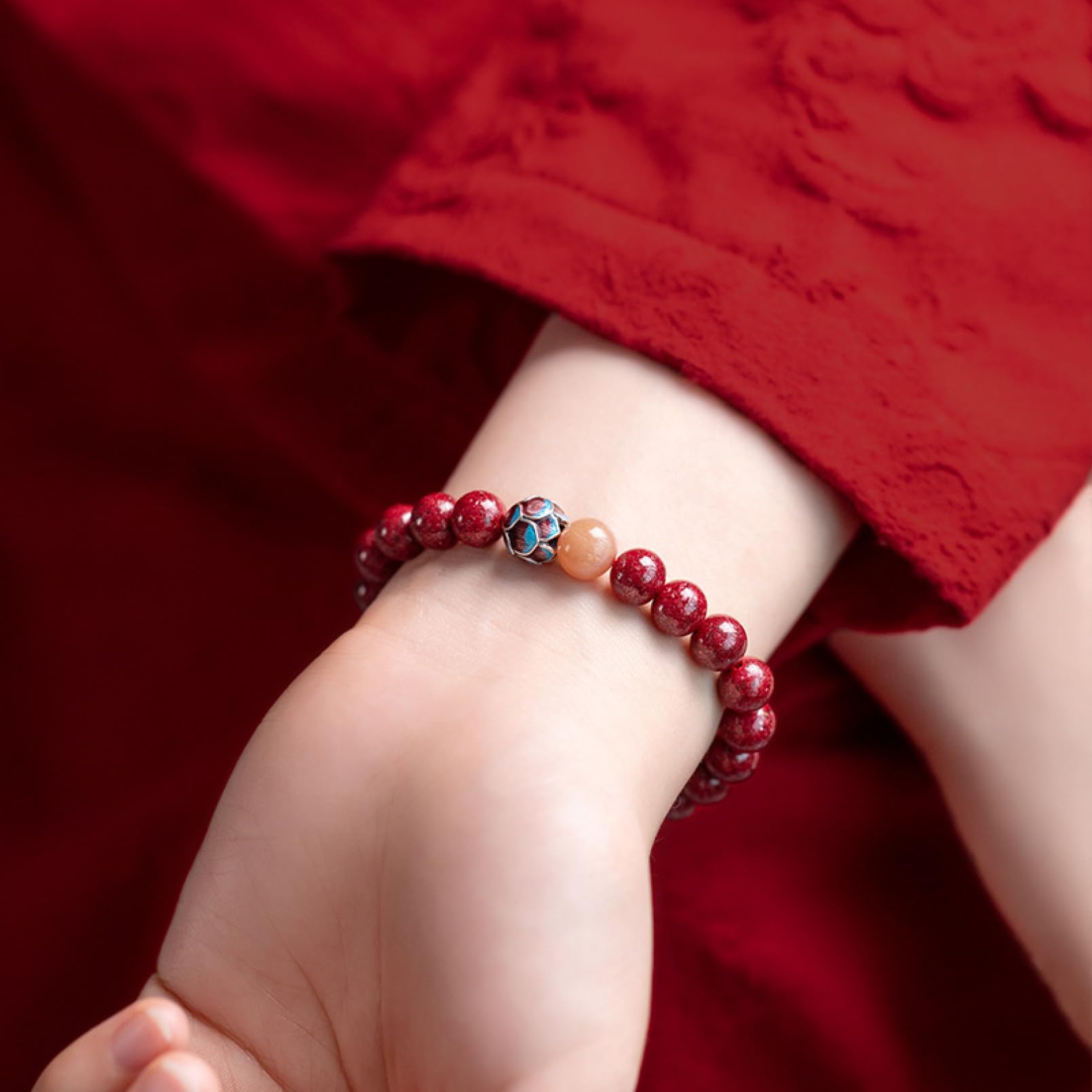 YEKIM Braccialetto di perline Lotus Vermilion Bracciale da donna Bracciale da uomo Coppia Bracciale