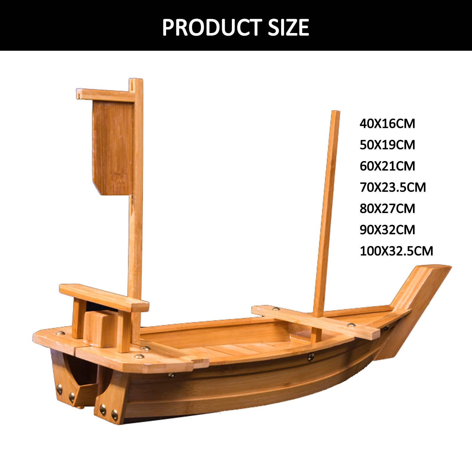 Assiette de service à sushis en bois - Grande taille - 70 cm - Idéal pour restaurant ou service de restauration