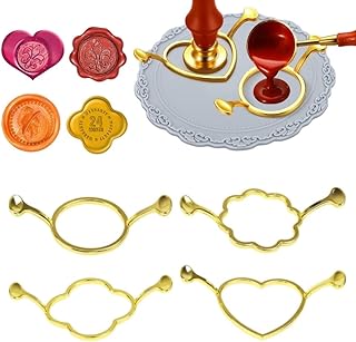 KARBAG Metal Wax Seal Molds for 1inch Wax Seal Stamp, Wax Seal Kit with 1 Silicone Mat Sealing Wax Kit for Gift Wrapping Wedding Invitations Envelopes Cards (Round Heart Clover Flower Shapes)