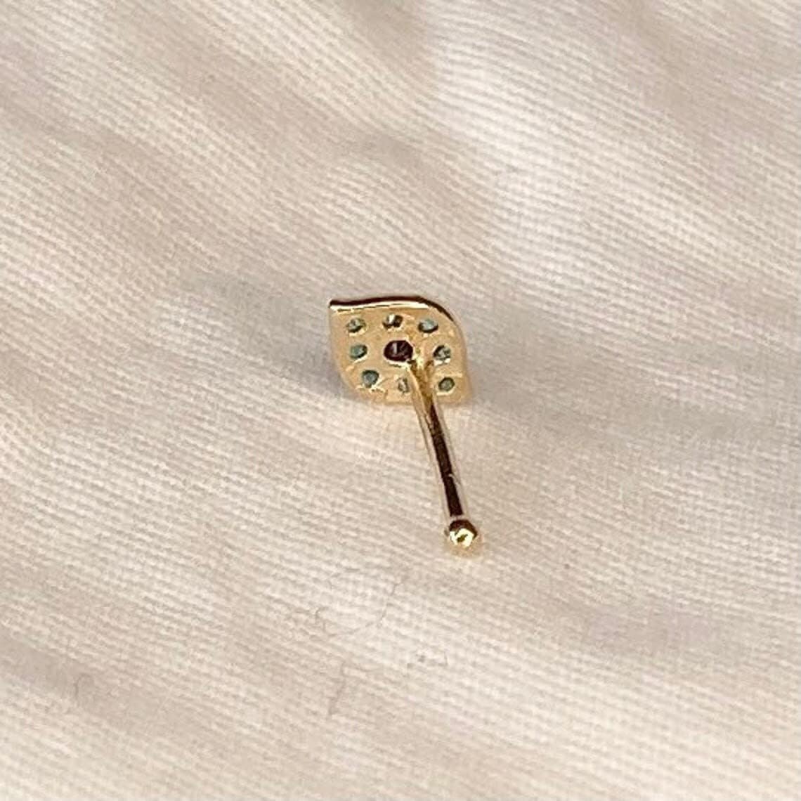 JewelryWeb | Evil Eye Nose Bone 14k Gold | Solid 14 Eyeball Nose Stud | Blue Simulated Diamond CZ | Multi Blue Eye Piercing Stud | Dainty 20 Gauge 20g