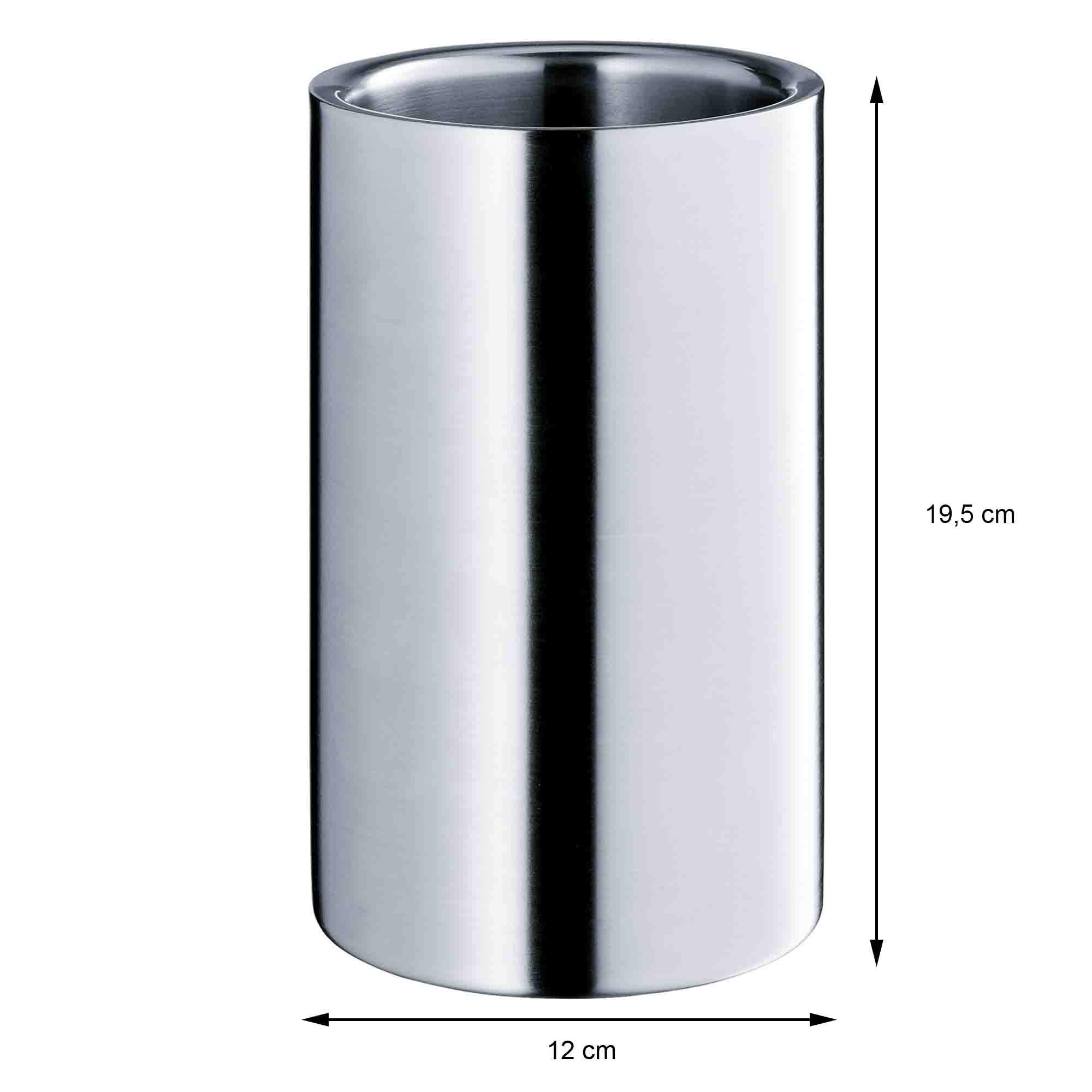 WMF Clever&More Sekt-Weinkühler Edelstahl 19,5 cm, Flaschenkühler doppelwandig matt & Vino 2in1 Weinausgießer mit Flaschenverschluss, 2,4 cm, Ausgießer, Cromargan Edelstahl, Silikon