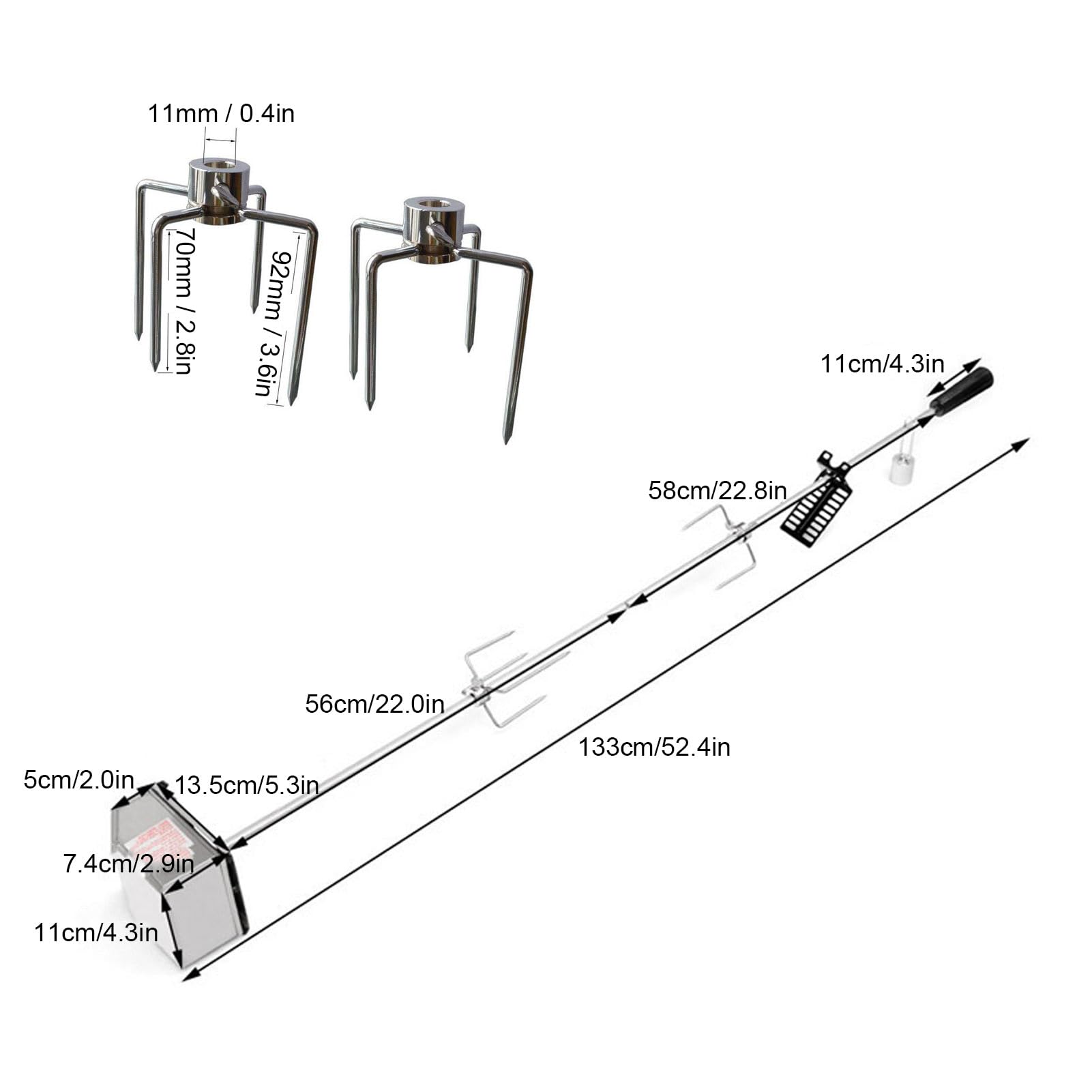 Girarrosto Elettrico, Kit Griglia Girarrosto, Kit Girarrosto Griglia Universale Acciaio Inossidabile 304 52,4 Pollici Capacità di Carico 33 Libbre Kit Barbecue Rotante (Spina