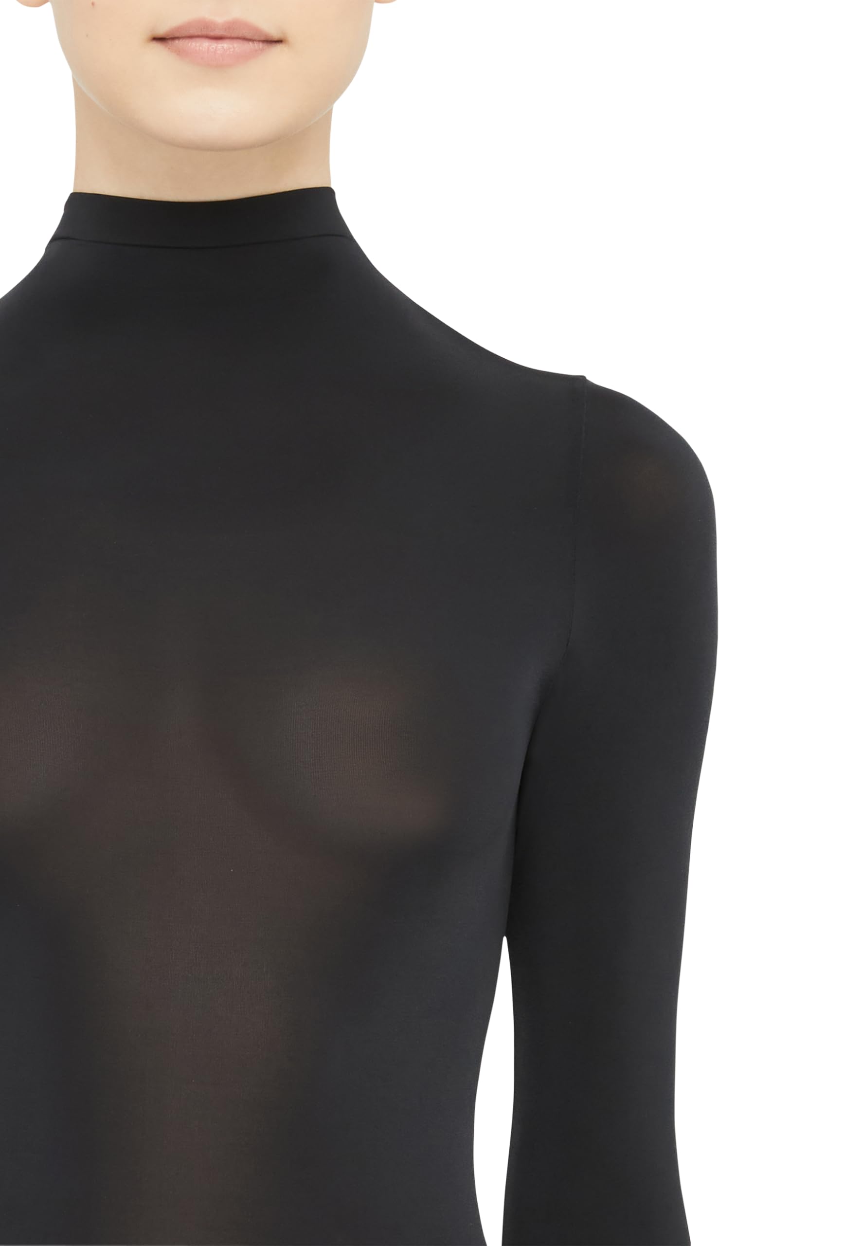 Wolford Buenos Aires - Body de manga larga para mujer, ajustado, cuello alto, sin costuras, de algodón, cierre a presión