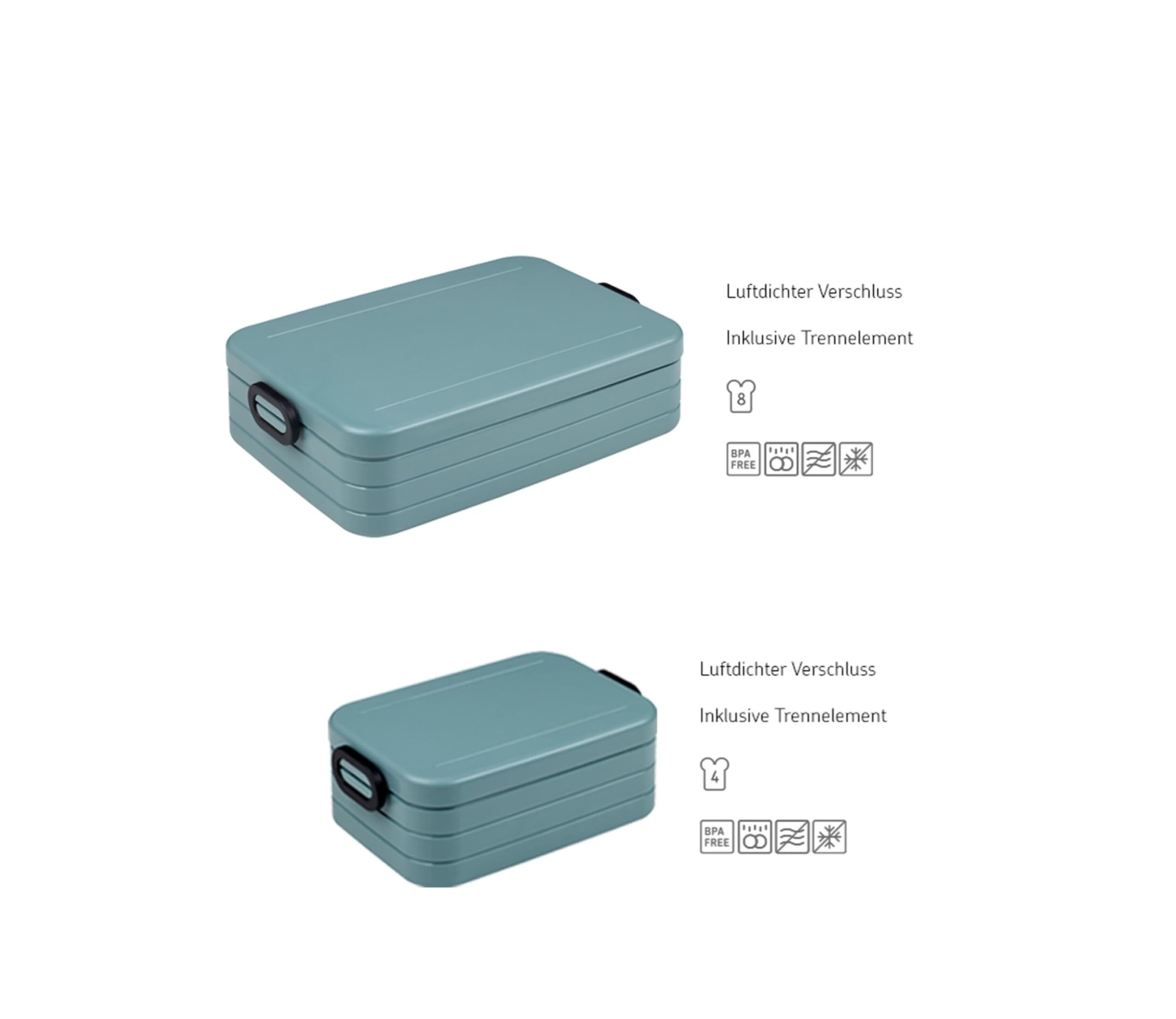 Mepal | Take a Break Duo Pack | Brotdose To Go | Lunchboxen für 2 bis 4 Sandwiches oder 4 bis 8 Brotscheiben | ideal für Meal Prep | Essenbox mit Unterteilung | Nordic Pink