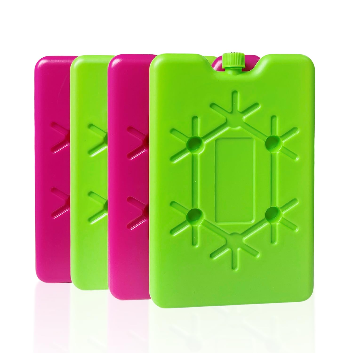 GVSAVY 4Pcs 200ml Ice Packs, Pink, Green, Ice Box, Cooler Bag, Cooling Battery, Reusable, for Travel Fridge, Lunch, Food Preservation
