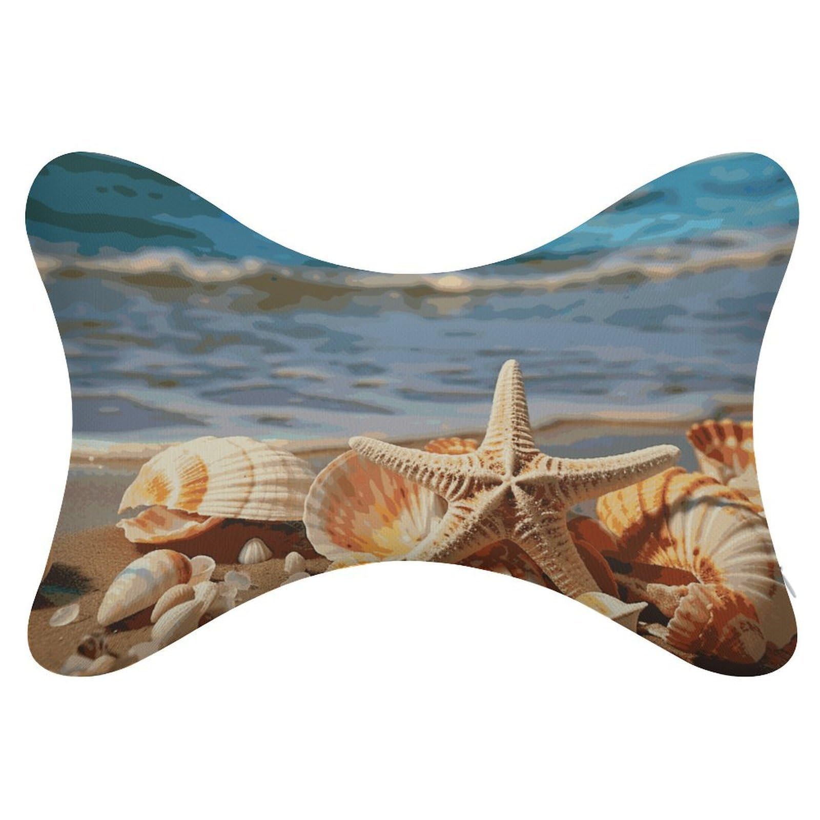 Adfgyerh Style Seashells On The Sandy Beach Pillow ，Memory Foam Pillow Core，Cushion,Provide Neck Support，Car Pillows For Travel Car Seats And Home Offices.
