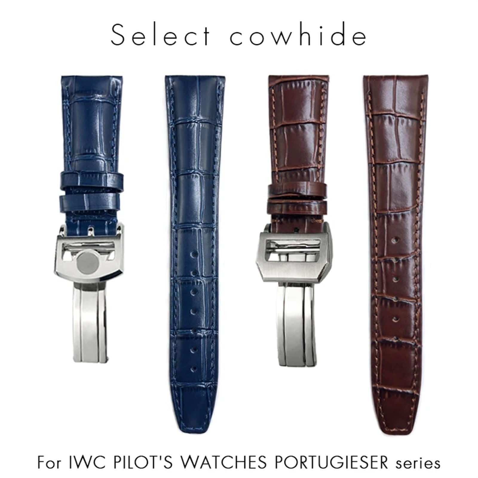 Cinturino classico in pelle con texture alligatore 20mm 21mm 22mm adatto per cinturino IWC Pilot Series IW500107 IW371604 IW500710 PORTUGIESER