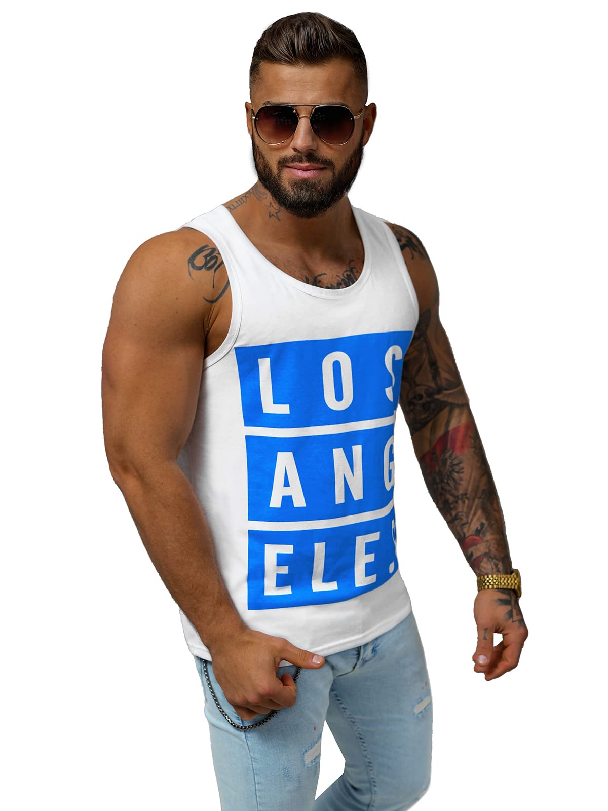 OZONEE Men's Tank Top Tank Top Sleeveless Bodybuilding Shirt Undershirt T-Shirt Tee Muscle Shirt Undershirt Sleeveless Training Sports Fitness 724