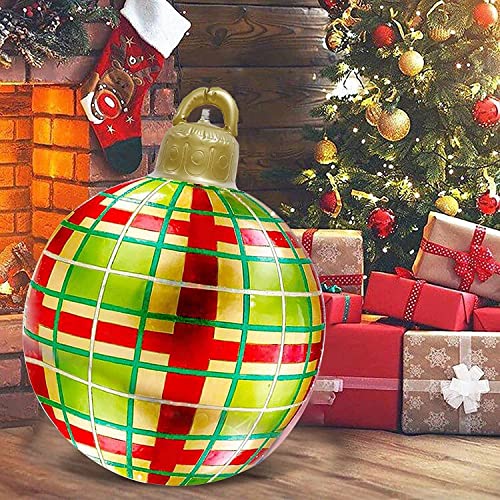 Giant Christmas PVC Inflatable Decorated Ball,Christmas Inflatable Outdoor Decorations Holiday inflatables Balls Decoration with Pump (X-Large, Decorations C)