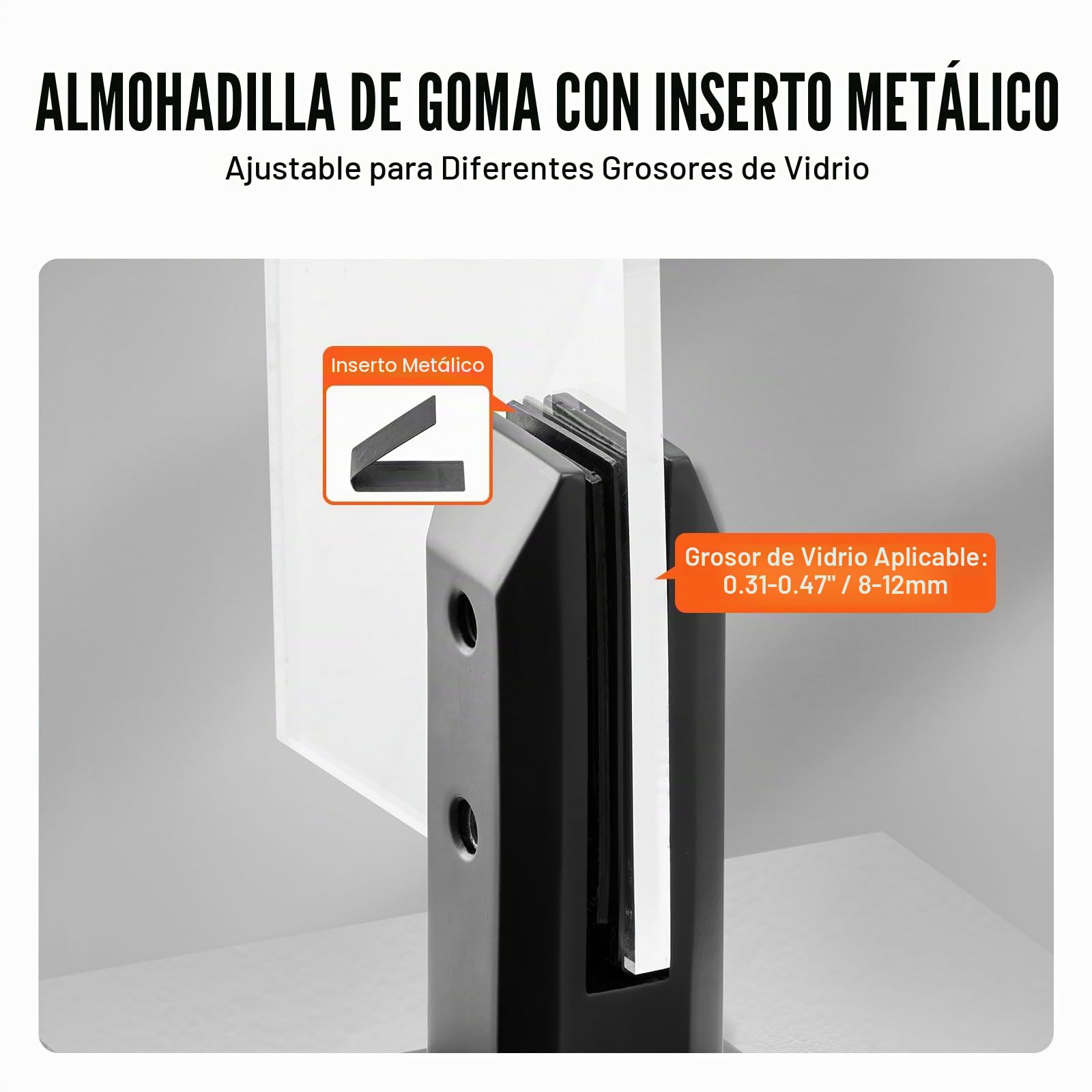 VEVOR Abrazadera de Vidrio, 10 Soportes de Barandilla de Vidrio Cuadrado 100 x 100 x 160 mm para Vidrio Templado de 8-12 mm de Espesor, Acero Inoxidable 304, para Balcón, Jardín, Cubierta, Escalera