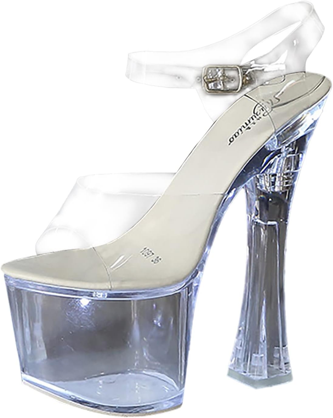 Ladies High Heeled Sandals,17cm Thin Heel Pole Dance Platform Model Show Sexy Transparent High Heels Banquet Women Large Fashion Sandals