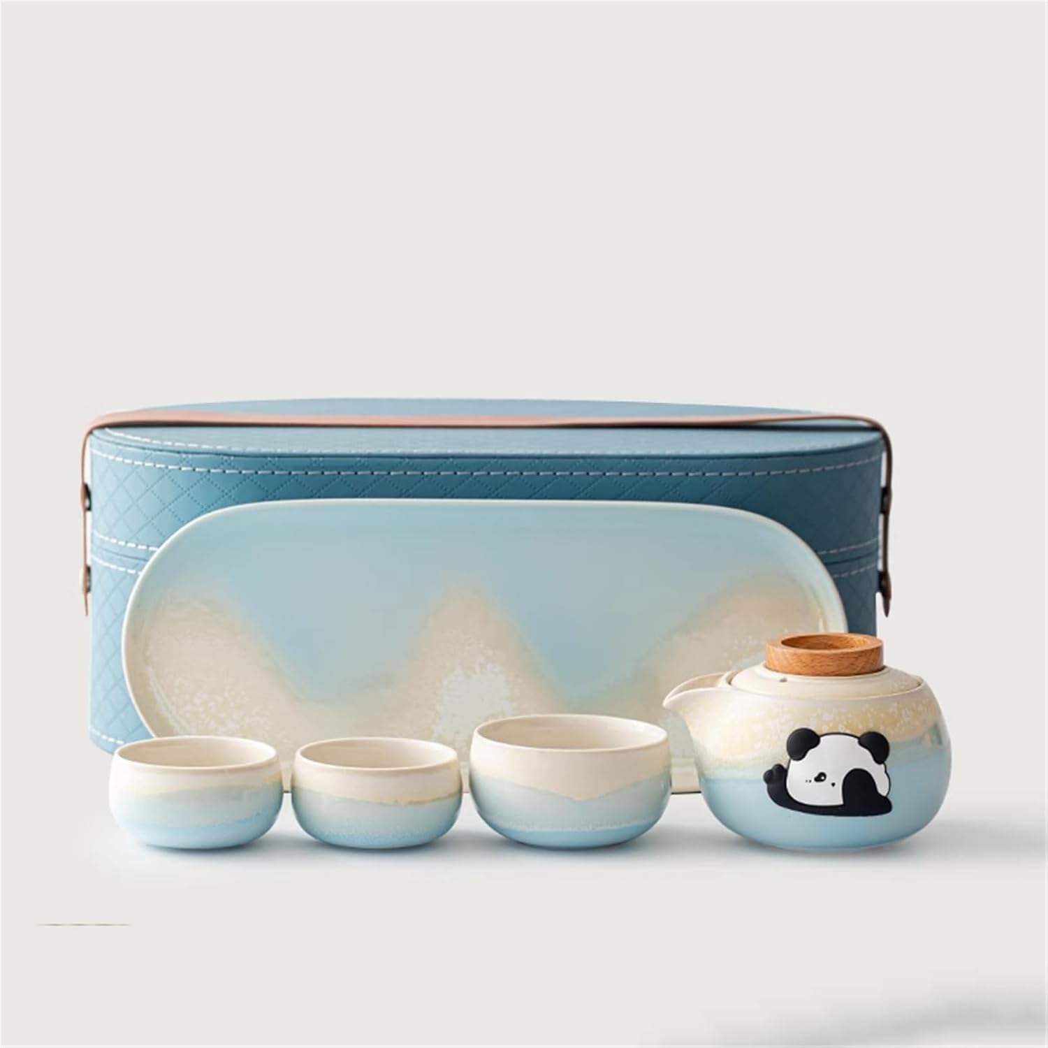 Travel Tea Bag Set, 1 Teapot 2 Cups, Portable Camping Car Use-set3