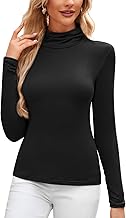 TMEOG Thermal T-Shirt High Neck Women Fine Jersey Undershirt Long Sleeve Pullover Lightweight Pullover Turtleneck Winter Basic T-Shirt Swan Neck for Women
