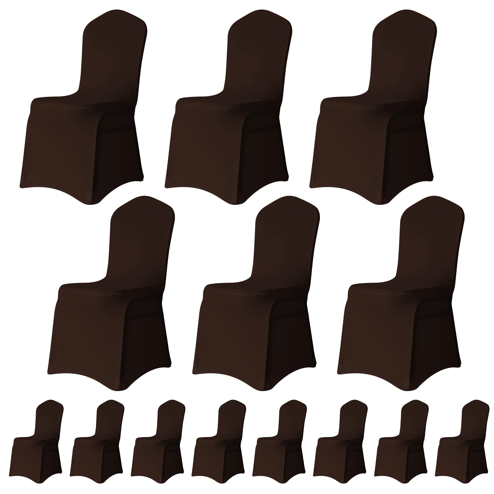Trimming Shop Chair Cover Spandex Polyester Stretch Fabric Front Flat Dining Slipcovers Washable & Removable Wedding Chair Covers for Banquets Ceremony & Hotel Dinner (Chocolate, Pack of 25) — image 1