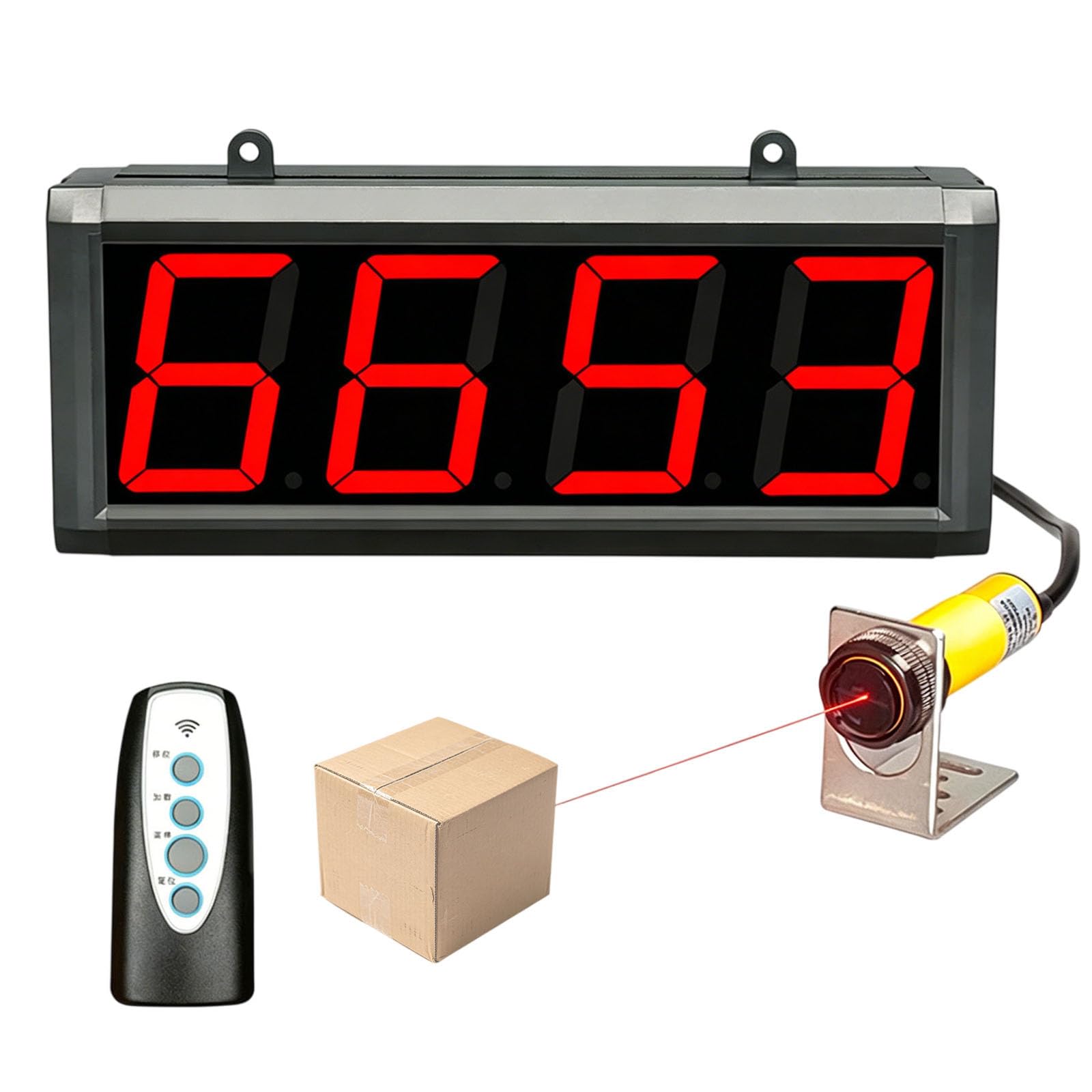 Enpvneer Large Digital Counter, Digital LED Counter Count Up To 9999, Sensor Distance 0-27.5IN, Power-Off Memory Function, For Conveyor Belts Automatic Counting