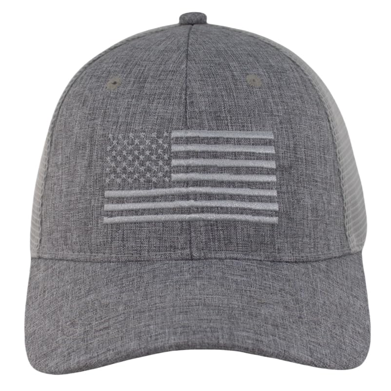 Image of American Flag Trucker Cap, Regular & XL-3XL, Big Head Snapback Patriotic Baseball Hat (Up to Size 8)