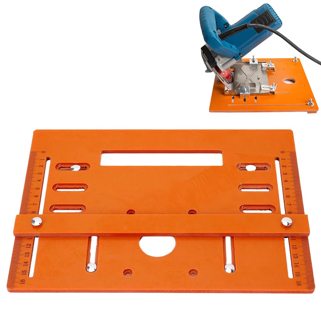 Serplex® Circular Saw Guide Rail Bottom Plate Adjustable Cutting Machine Bakelite Guide with Etched Scale Plate Saw Base Woodworking Bench Accessories, 28x20cm-image-2
