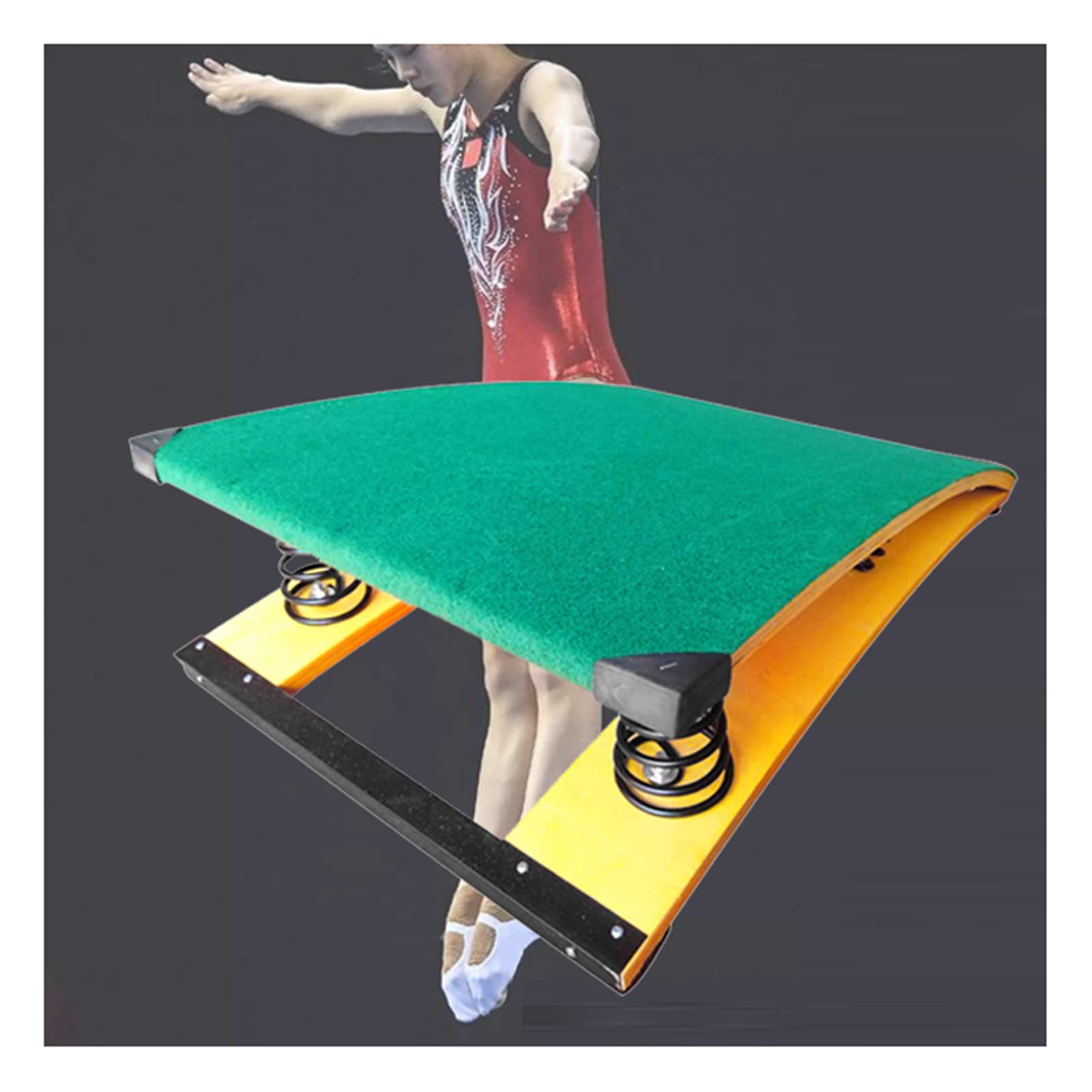 Wytrzymała drewniana trampolina do gimnastyki, z 4 stalowymi sprężynami i miękką podkładką dywanową, trampolina artystyczna do klubu sportowego/walki,4springs