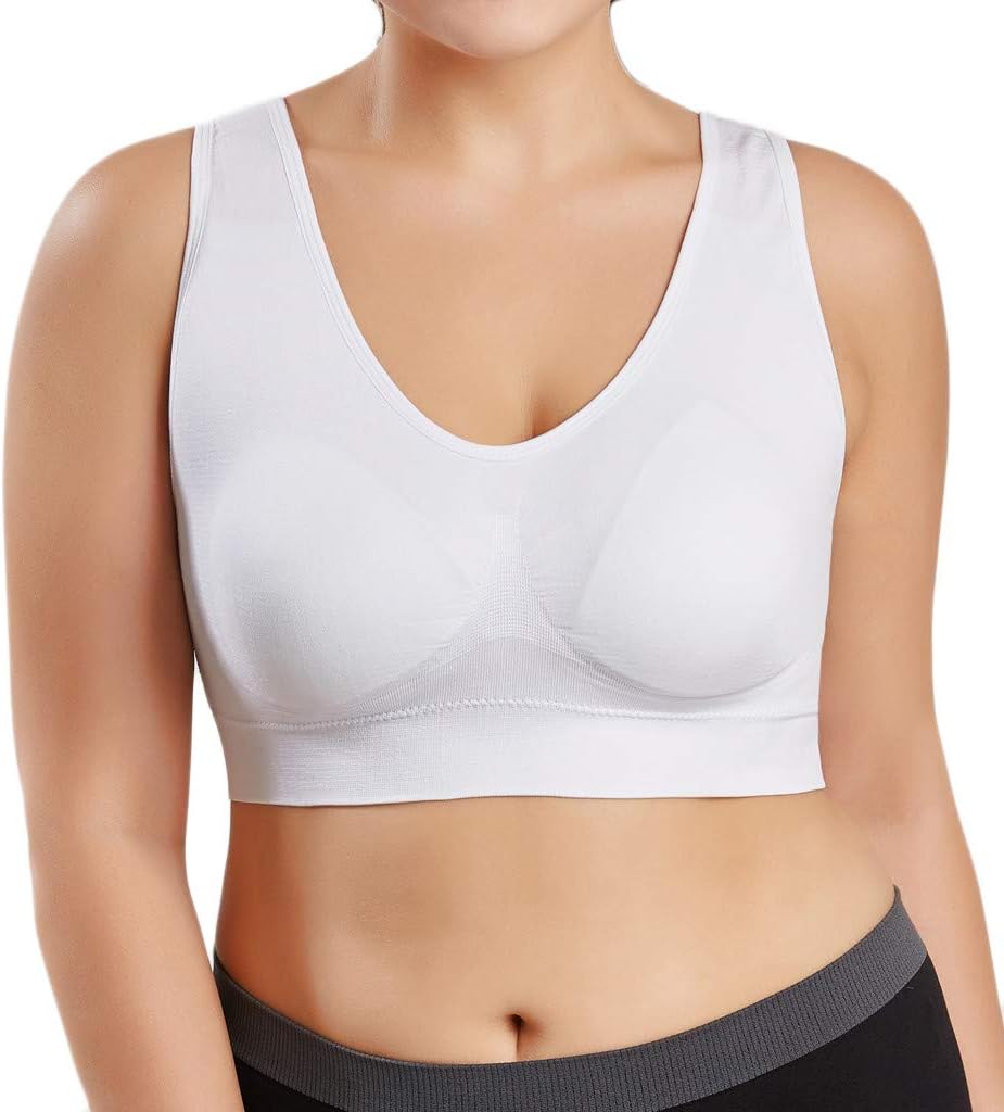 TWIFER Women Pure Color Plus Size Ultra-Thin Large Bra Sports Bra Full Bra Cup Tops (S-6XL)