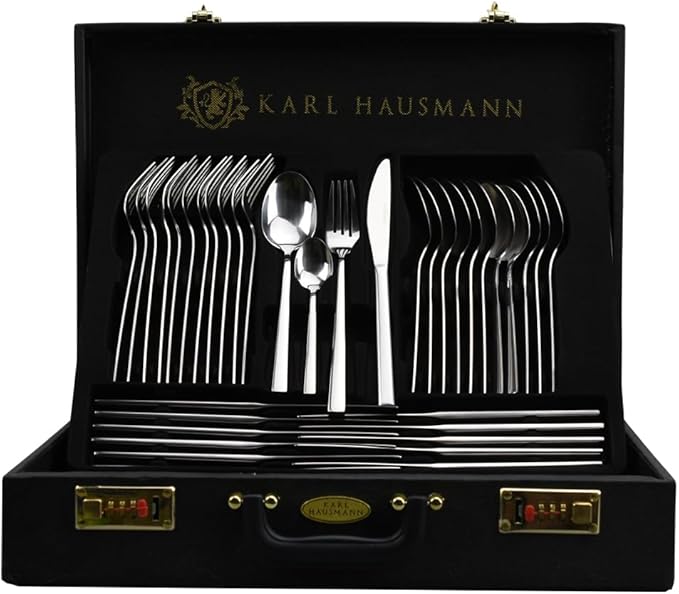 KARL HAUSMANN Besteck Set 12 Personen - 72-teilig Edelstahl In Schwarz Mit Aufbewahrungskoffer