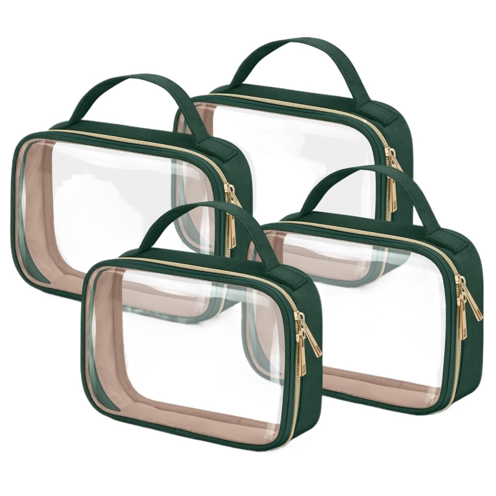 Kosmetiktasche Damen Kulturbeutel Transparente Kosmetiktasche Mit Griff Transparenter Kulturbeutel Kulturbeutel(Grün,20cm-4)