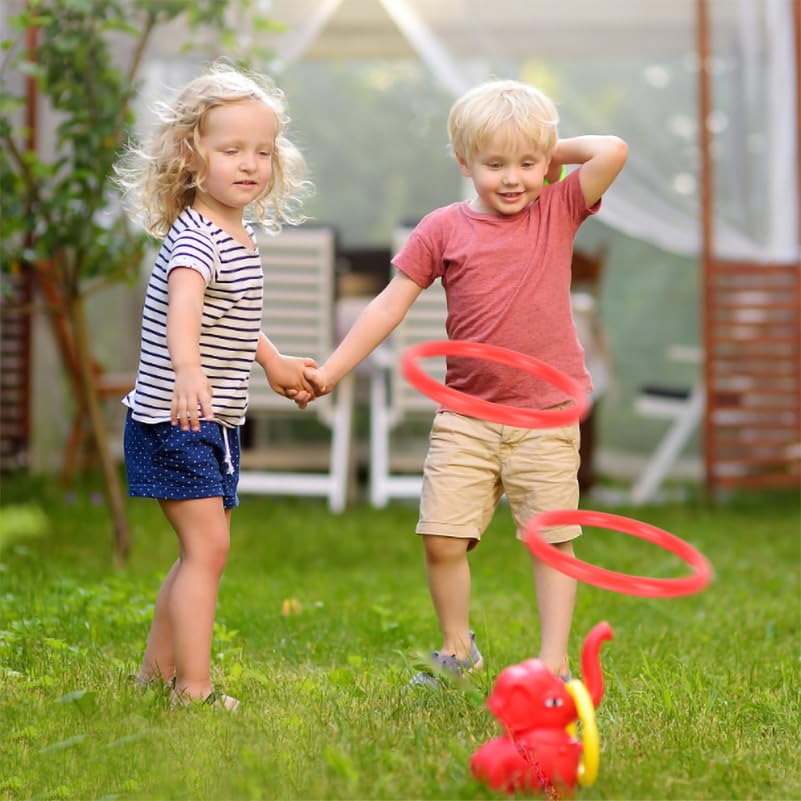 Healeved Jeu de Lancer D'anneaux en Plastique Rouge 20 Pièces Anneaux à Lancer 8 Cm de Diamètre, Interactif D'extérieur pour Garçon et Filles, Jeu de Coordination Œil-Main et Activités