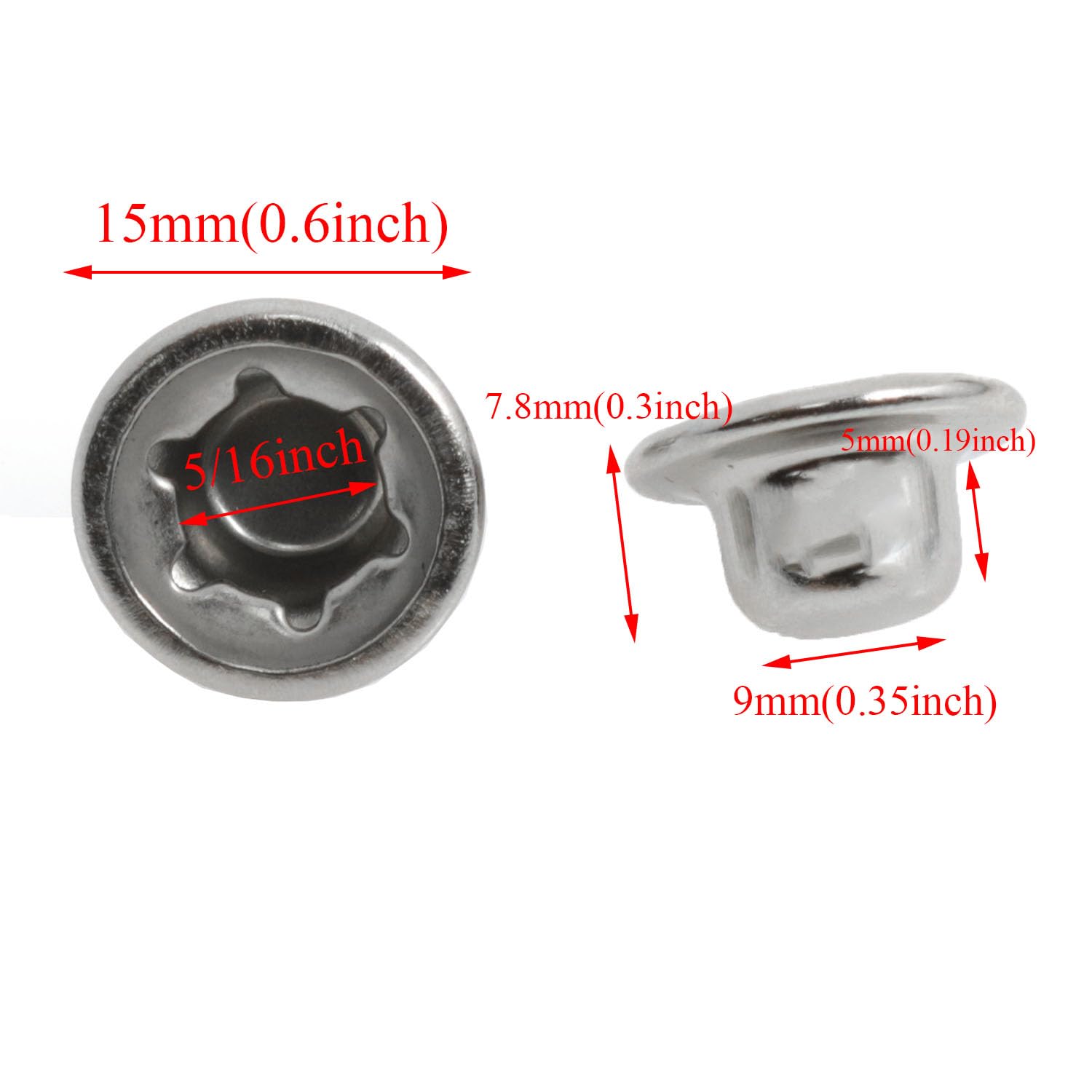 yukata 8 Pack 5/16 Inch Axle Cap Nuts, Spring Steel Push-On Fasteners