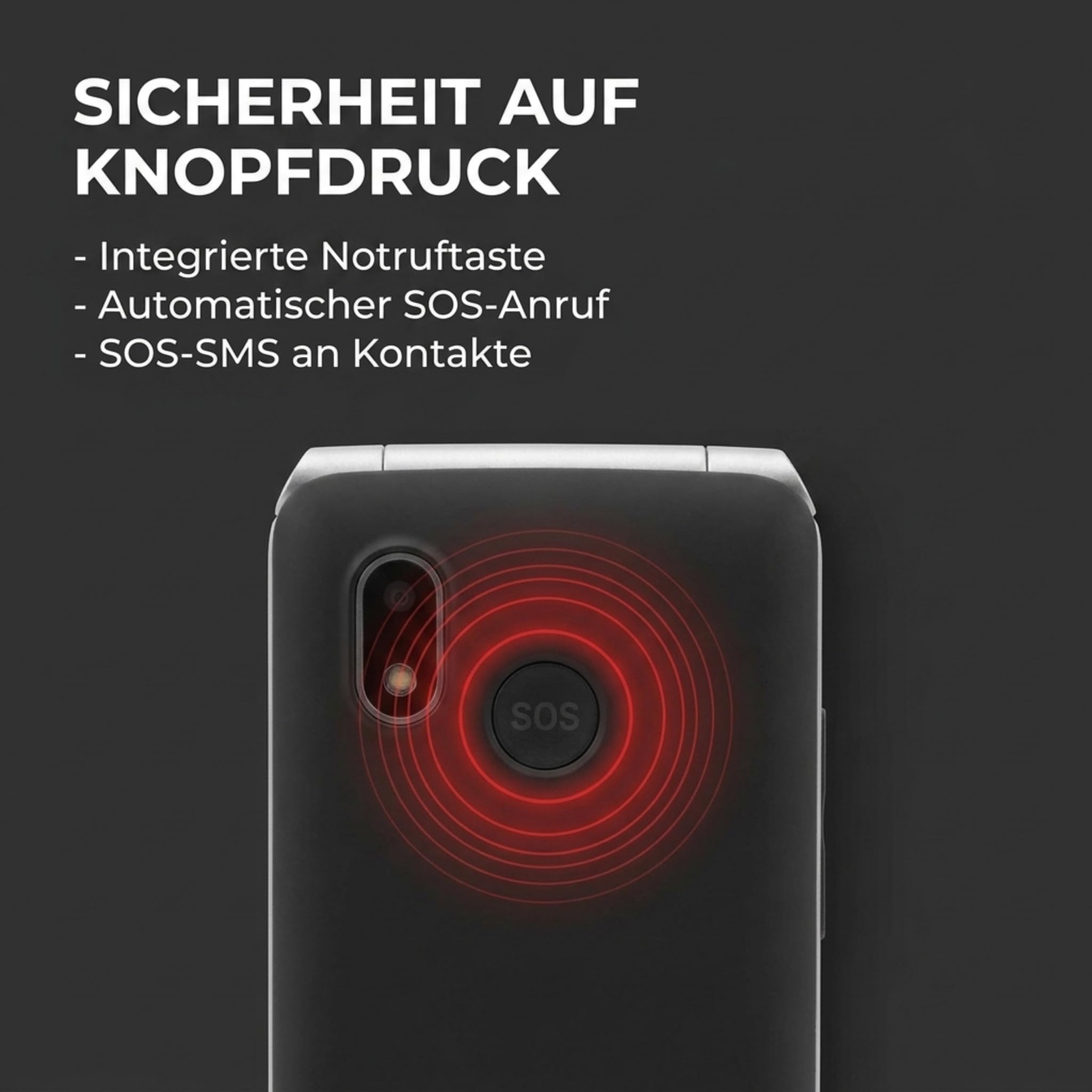 Olympia Vitus 4G Seniorenhandy | Klappbar mit Großtasten | Hörgerätekompatibel | Handy für Senioren | Notruftaste & SOS-Funktion | Farbdisplay | Kamera | Taschenlampe | Langlebiger Akku | Schwarz