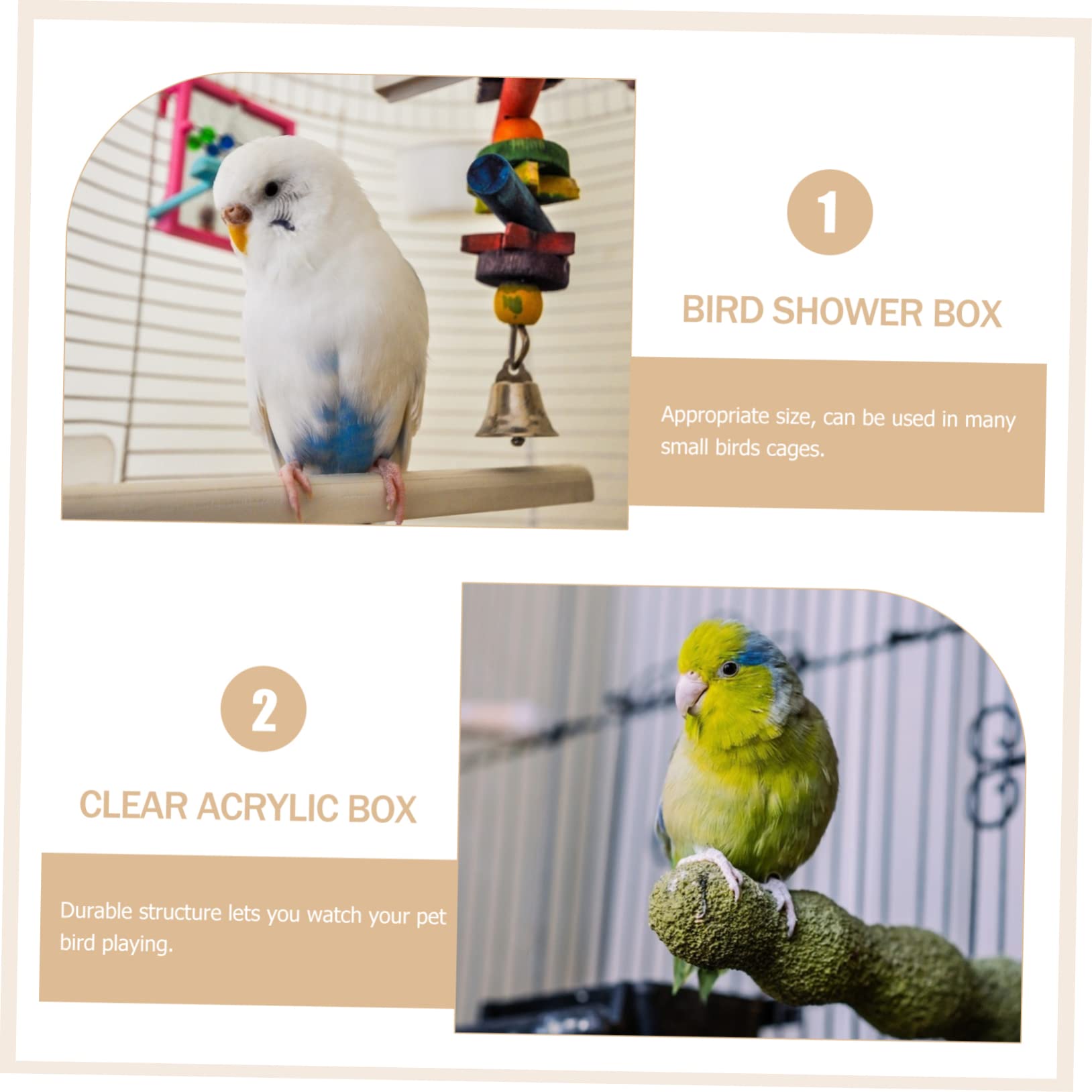 ORFOFE Acryl Vogelbadkäfig mit Duschbox für Käfig, Transparente Box