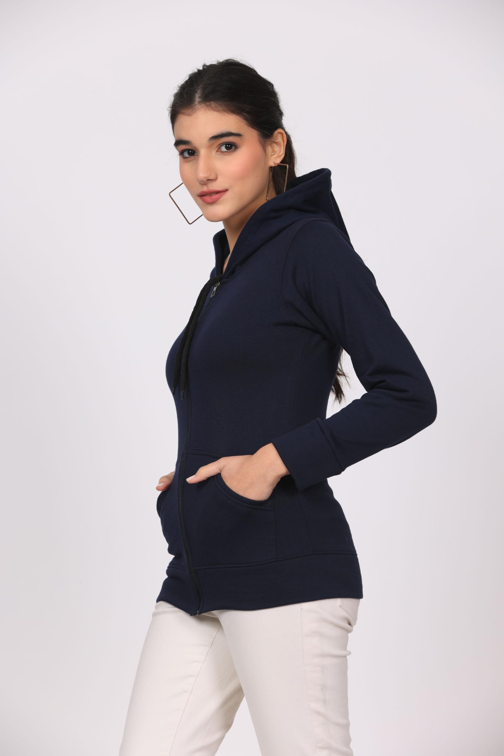 RRAVAYKI Women's Fleece Zipper Hoodie Jacket β Warmth, Style, and Comfort (Navy Blue-XL) 1