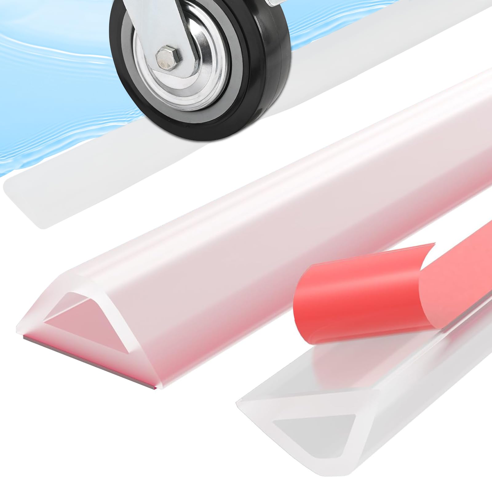 mobumeia 2M Barriera Doccia Ferma Acqua Silicone, Bordo Doccia Anti Acqua Trasparente, Barriera Antiacqua per Doccia Silicone Flessibile e Durevole, Aderenza Potente per Doccia, Cucina, Bagno