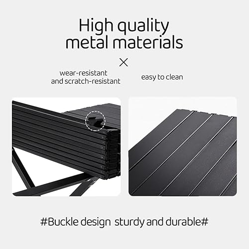 Miniatura 4 de ZYAWP Mesa de camping plegable con bolsa de transporte, mesa enrollable ligera de aluminio, mesa de campamento plegable que se pliega, mesa de playa