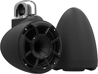wet sounds REV8™ Black Special Edition Revolution Series 8" Black Tower Speakers with Silver Aluminum Fixed Clamp