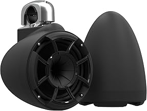 wet sounds REV8™ Black Special Edition Revolution Series 8" Black Tower Speakers with Silver Aluminum Fixed Clamp