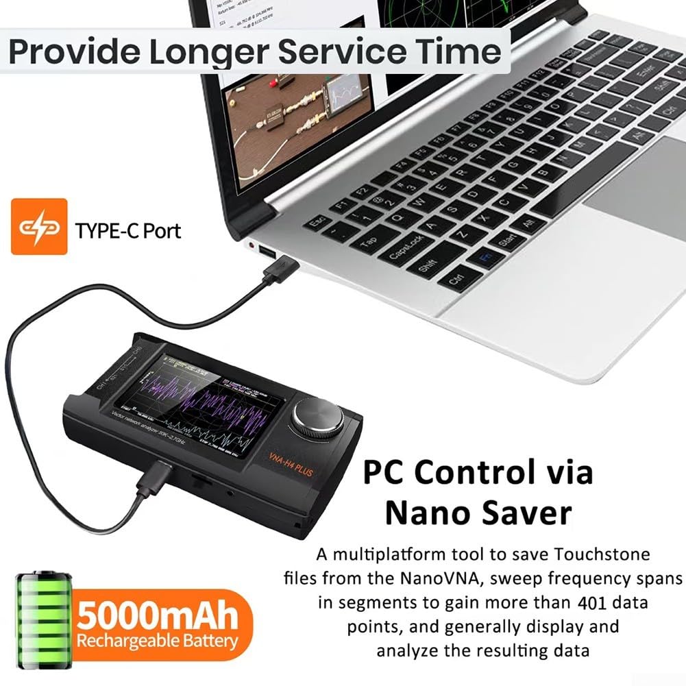 NanoVNA-H4 Analyseur d'antenne vectorielle, écran LCD IPS de 10,2 cm, analyseur d'antenne vectorielle 50 KHz-2,7 GHz, prend en charge la carte S D batterie intégrée de 5000 mAh (sans boîte)
