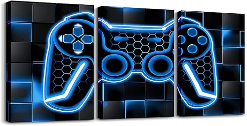 Feelyou Lienzo decorativo de pared para videojuegos, baño, decoración del hogar, 12 x 16 pulgadas, 3 piezas para decoración de dormitorio de