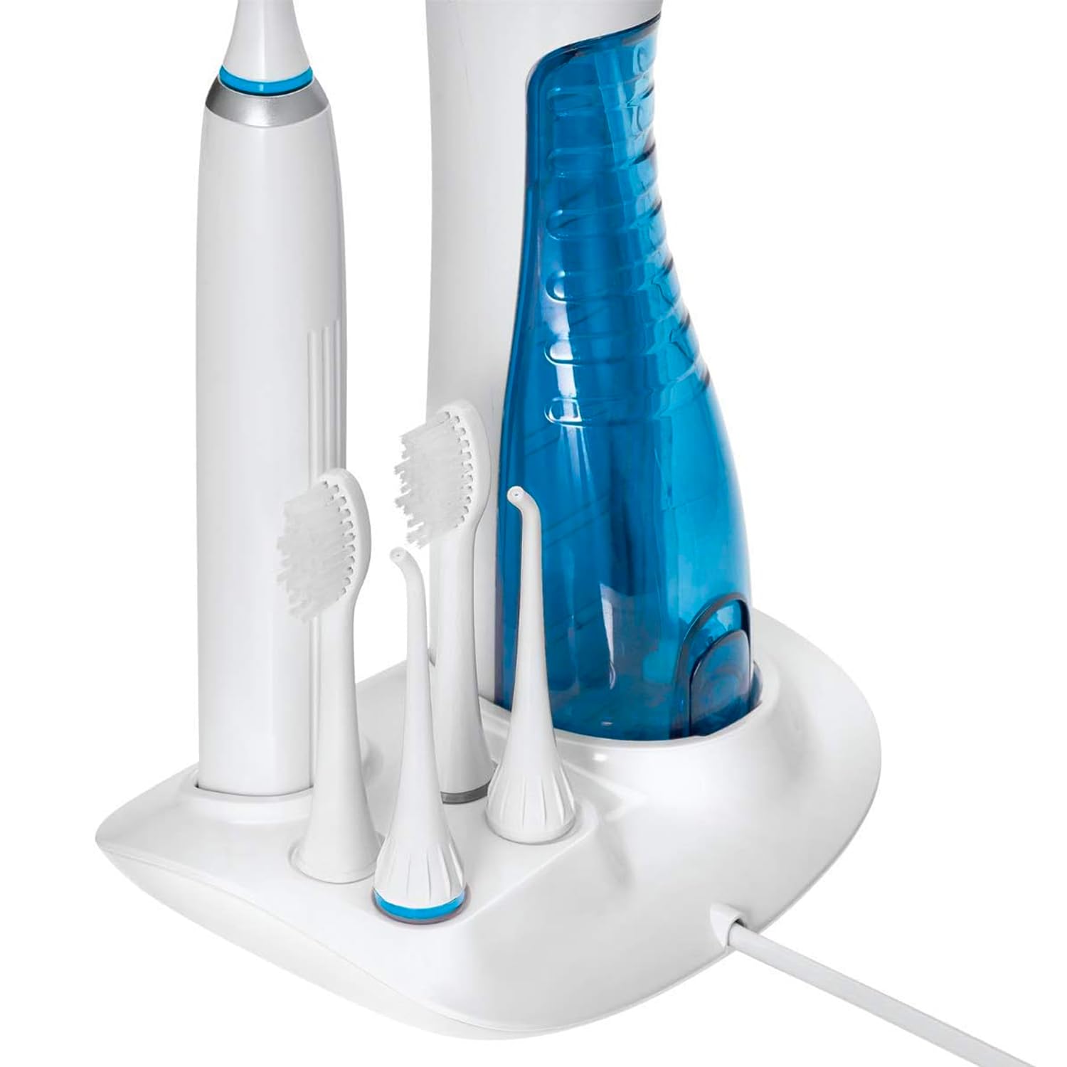 Idropulsore a Batterie per la Pulizia di Denti e Gengive - Idropulsore senza Fili con Serbatoio dell'Acqua nel Manico e 3 Potenze di Pressione, 100-240V