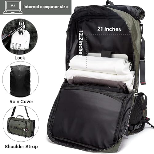Miniatura 2 de KAKA Mochila de viaje, mochila de mano duradera y convertible, apta para laptop de 15.6 pulgadas para hombres y mujeres (M, 35L)