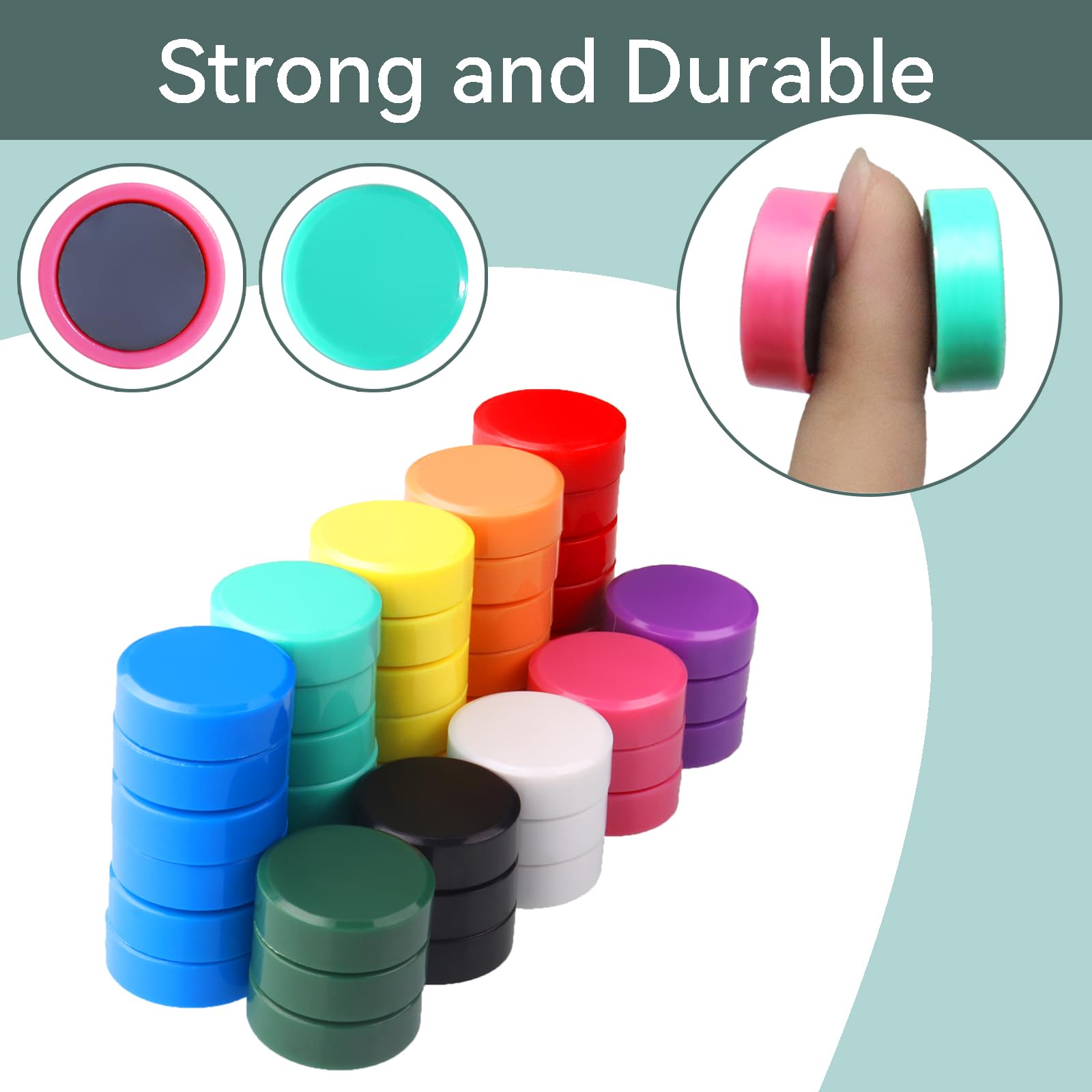 DUJEQM Koelkastmagneten, Magneten voor Magneetbord, 20 Sterke Ronde Magneetjes Set - 10 Kleuren, Voor Whiteboard, Koelkast en Prikbord, Kleine Whiteboardmagneten Krachtige Mini Magneten Tafelmagneten