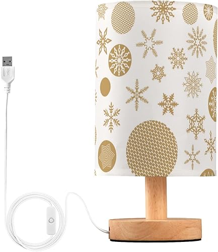 Miniatura 2 de FRODOTGV Lámparas de escritorio Luces de mesita de noche con enchufe de Navidad Lámpara de copos de nieve dorados de moda para estudio de cocina
