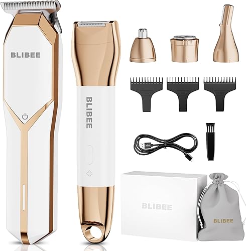 Recortadora de bikini y cortapelos para mujer, maquinilla de afeitar eléctrica impermeable y juego de afeitadora de bikini 4 en 1, recortadora de